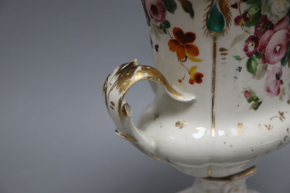 A 19th century Meissen two handled vase, height 27cm and a Paris porcelain vase